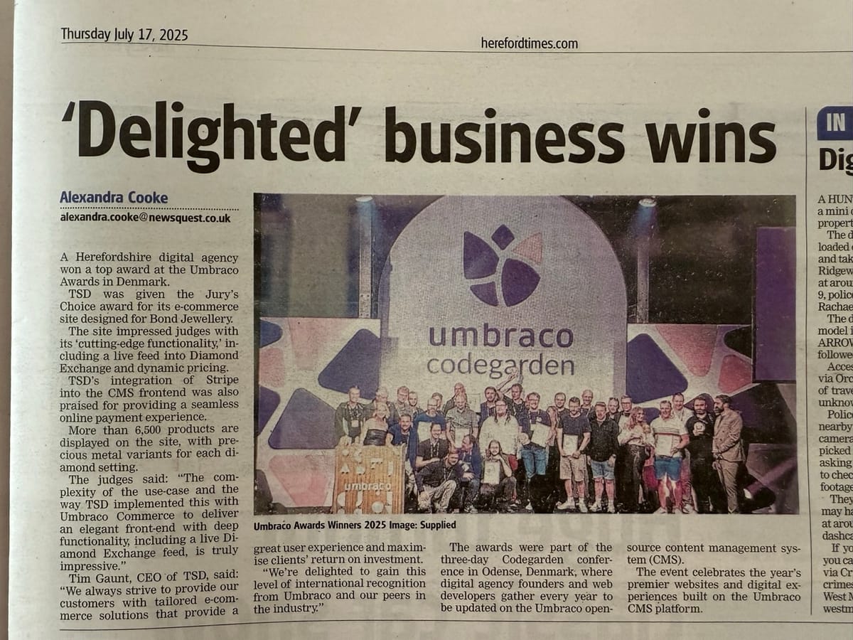 TSD Wins Prestigious Umbraco Jury's Choice Award 2025 for Bond Jewellery E-commerce Innovation